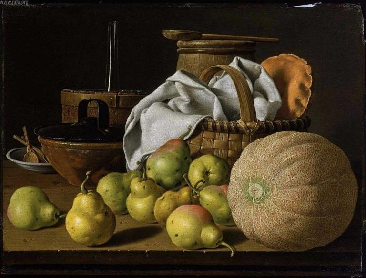 Luis Eugenio Melendez Still Life with Melon and Pears